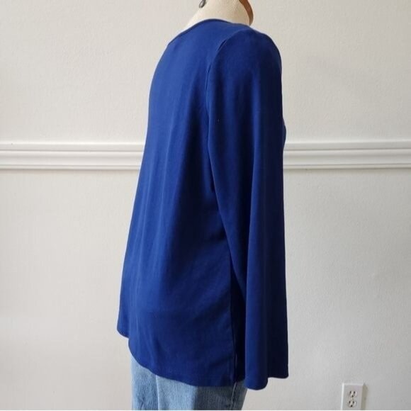 Quacker Factory Oh Holy Night Long Sleeve Top Crew Neck Long Sleeve T-Shirt - Picture 7 of 13